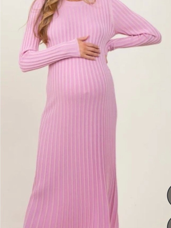 Able Dresses & Skirts - Able Pink Ribbed Long Sleeve Maxi Dress